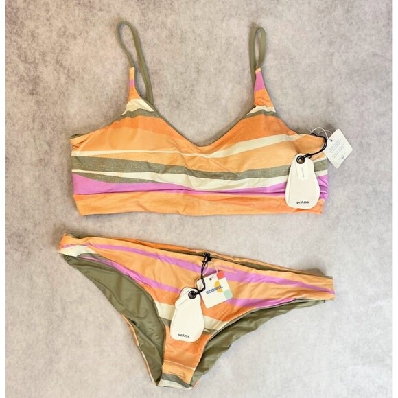 prAna Bikini Set Bralette with Hipster Bottom Reversible Womens Size XL - Picture 1 of 15